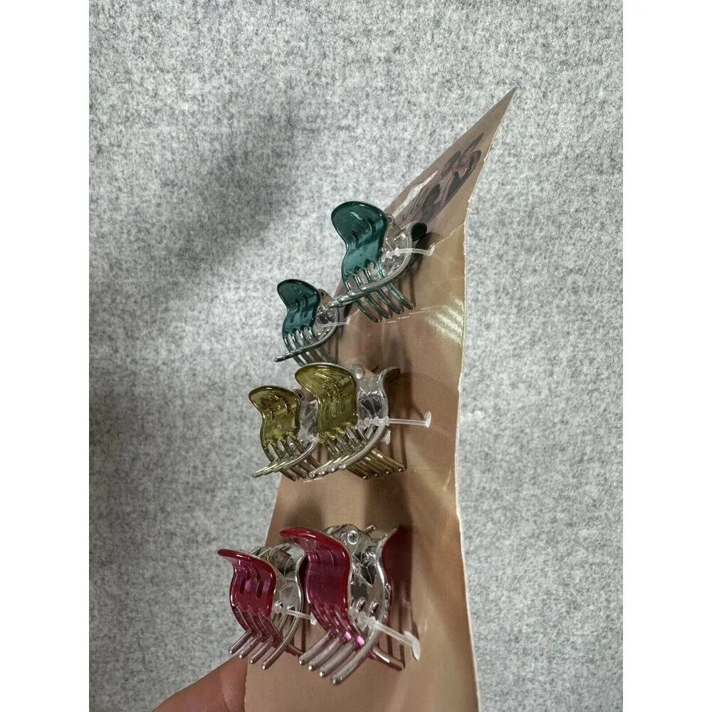 Vintage 1999 Goody Small‎ Claw Hair Clips Exquisite Blue Pink Gold Y2K New